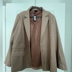 NWT PrettyLittleThing Plus Latte Herringbone Tailored Blazer | Size 18 US